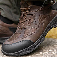Военные кроссовки мужские коричневые демисезонные тактические ВСУ осень,зима,осенние,зимние кожаные,кожа+корду