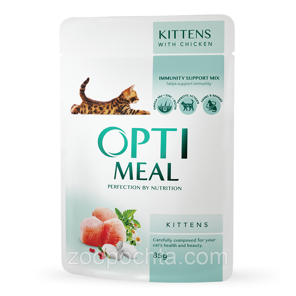 Акция! Вологий корм Optimeal для кошенят зі смаком курки 85 гр * 12 шт, фото 1