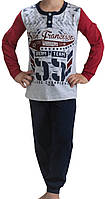 Пижама для мальчика хлопковая с длинным рукавом красный / синий Турция р.92,98,104,110,122