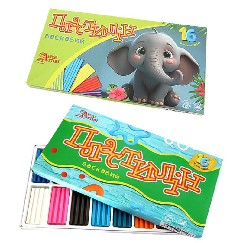 Пластилін восковий Little Artist, 832539, набір 16 кольорів, стек, для ліплення, 320 г, Leader
