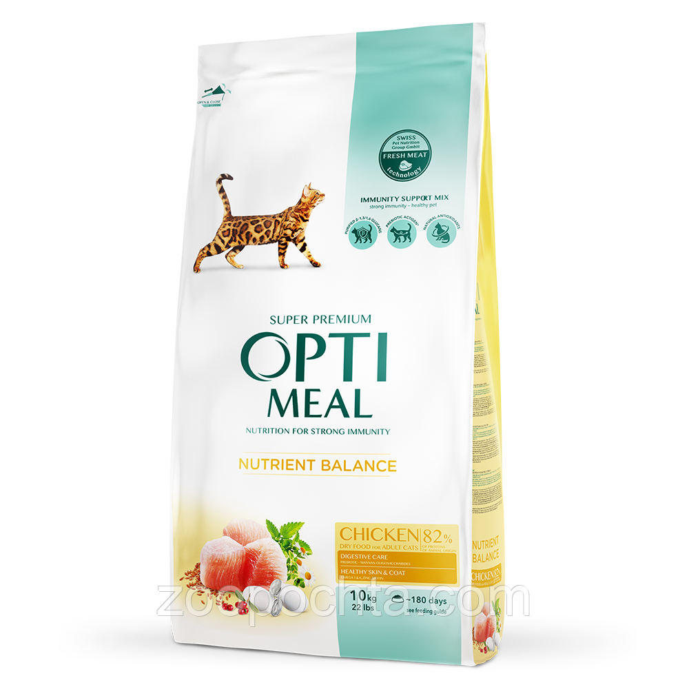 Акція! Сухий корм Optimeal (Оптиміл) для дорослих котів з куркою 10КГ