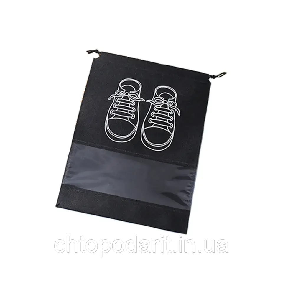 Мешочек для обуви, чехол, пакет, сумка для хранения кроссовок черного цвета, размер 27*35 Код 00-0000 - фото 4 - id-p1943790723