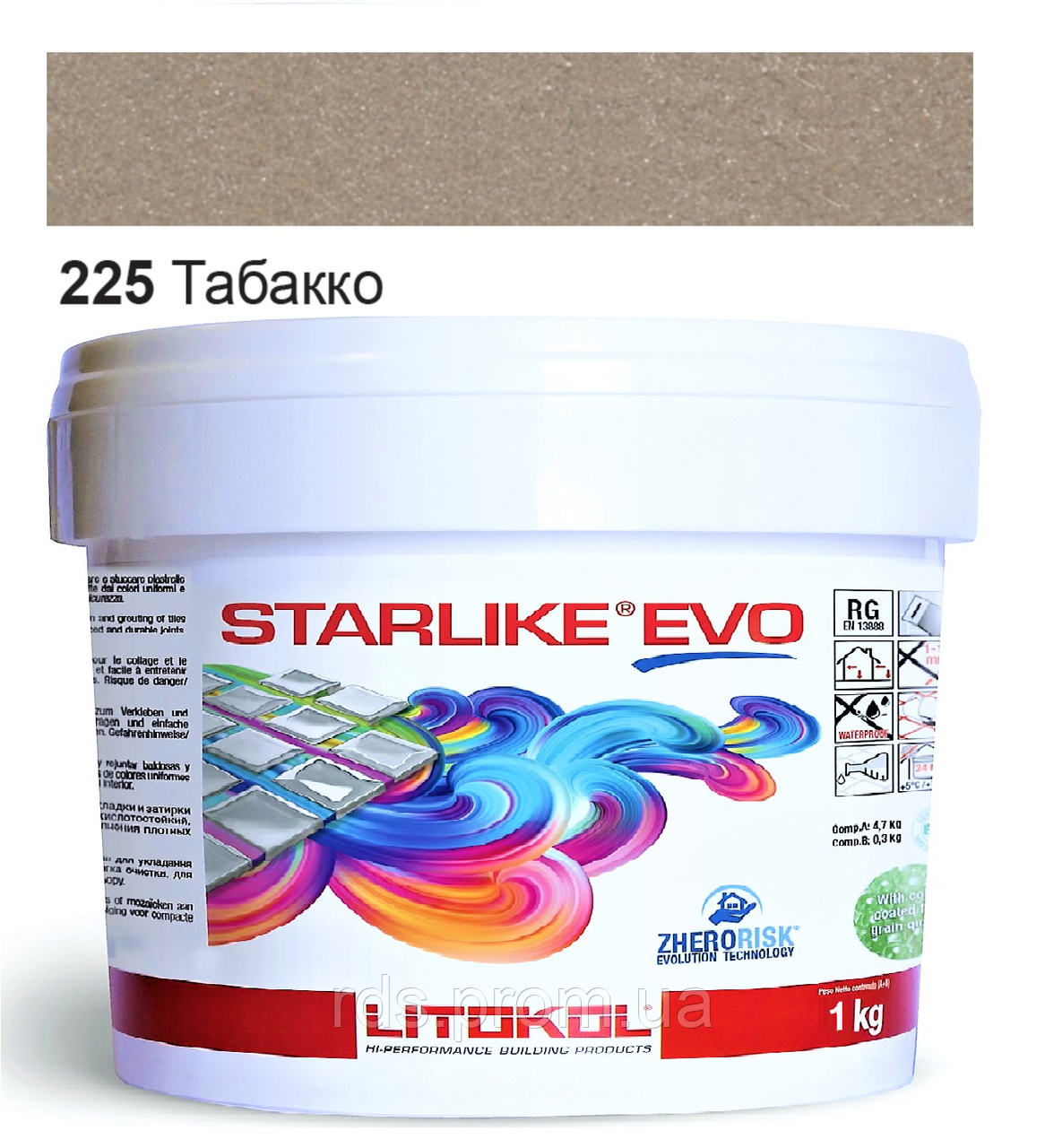 Эпоксидная затирка Litokol Starlike EVO 225 табакко 1 кг (STEVOTBC0001 ...
