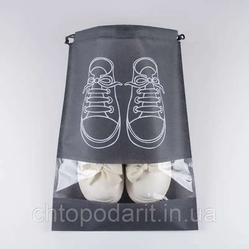 Мешочек для обуви, чехол, пакет, сумка для хранения кроссовок черного цвета, размер 27*35 Код 00-0003 - фото 7 - id-p1943791697