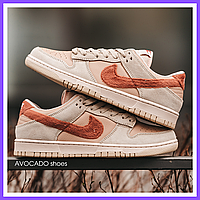 Кроссовки женские и мужские Nike SB Dunk Low Terry Swoosh / кеды Найк СБ Данк бежевые