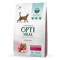 Сухой корм Optimeal для взрослых котов, с телятиной 4КГ