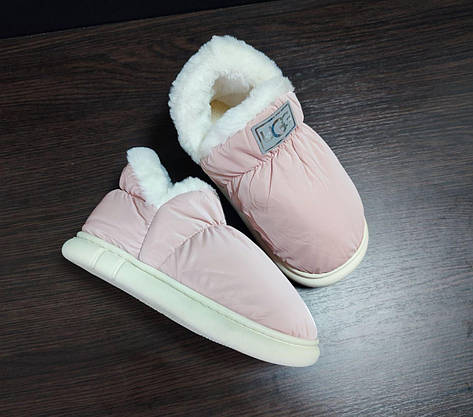 Ugg дутики PINK высокие РОЗОВЫЕ с белой опушкой на белой подошве женские без застежки непромокаемые зимние, фото 4
