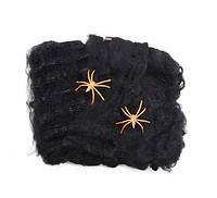 Паутина Halloween декоративная с паучками | Черный