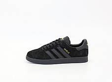 Кросівки чоловічі Adidas Originals Gazelle Black Адідас Газель низькі снікерс чорні замша В'єтнам, фото 3