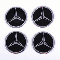 Наклейка эмблема на колесный колпак или диск Mercedes-Benz 60ММ черный 4шт