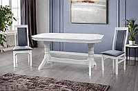 Розсувний великий білий кухонний обідній стіл у класичному стилі з масиву дерева для вітальні 160*90 см Буковель