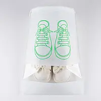 Мешочек для обуви, чехол, пакет, сумка для хранения кроссовок белого цвета, размер 32*43 Код 00-0014