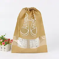 Мешочек для обуви, чехол, пакет, сумка для хранения кроссовок золотого цвета, размер 32*43 Код 00-0018