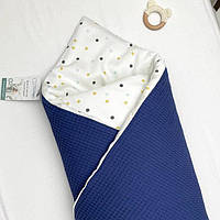 Детский Плед-конверт с одеялом Горошки синий 80х100 см