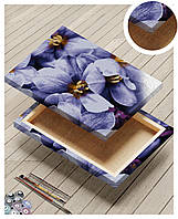 Картина 3Д по номерам с галерейной натяжкой АМ-0414-1 на холсте с красками металлик "Цветы" 60*80см