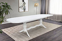 Класичний великий білий розкладний кухонний обідній стіл з масиву дерева 200*100 см для вітальні або кухні Гетьман