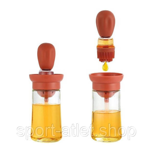 Диспенсер для олії та оцту Semi Dispenser 180 мл, Terracotta із силіконовим пензлем, фото 1