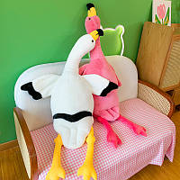 Большая Мягкая плюшевая игрушка Фламинго 90 см, 2 в 1 подушка-игрушка, антистресс, Белый Фламинго