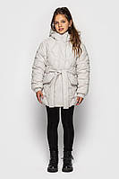 Стьобана дитяча зимова тепла коротка куртка на штучному пусі для дівчаток