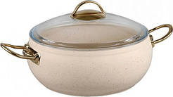 Каструля O.M.S. Collection 3141 з гранітним покриттям з кришкою 18 см 2 л Слонова кістка (Туреччина)