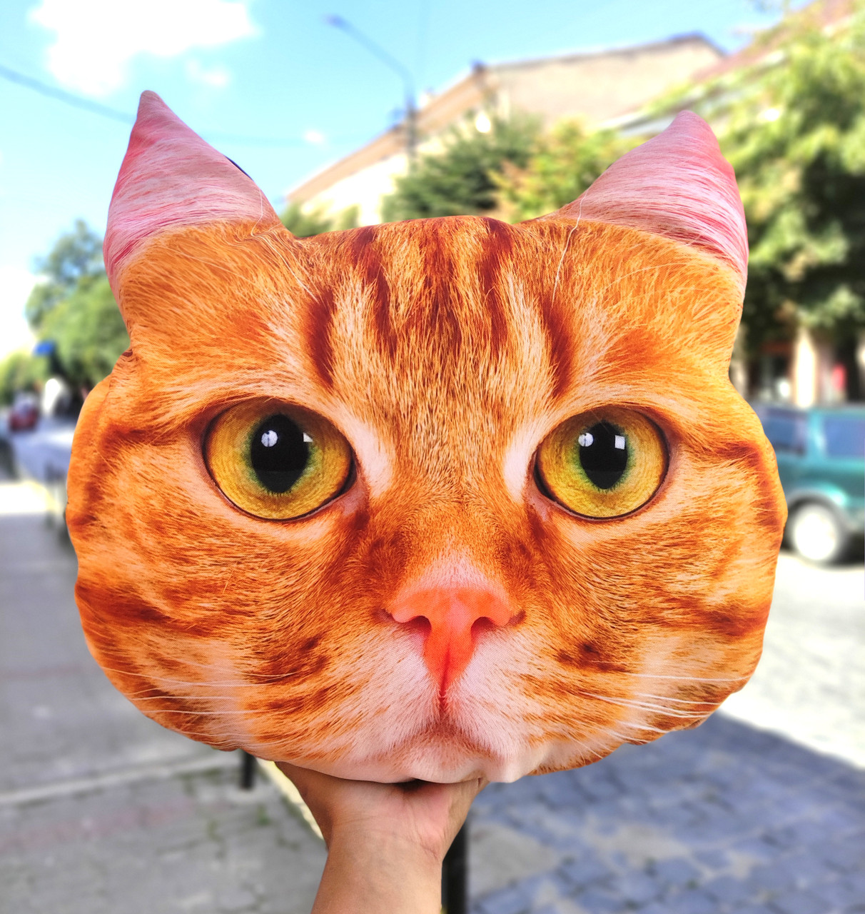 Подушка-іграшка Котик Нахабна руда мордяка 30 см., фото 1