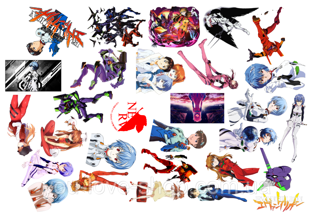 Стікерпак Evangelion / Євангеліон 25 шт №2 (Вирізані) стікери наклейки