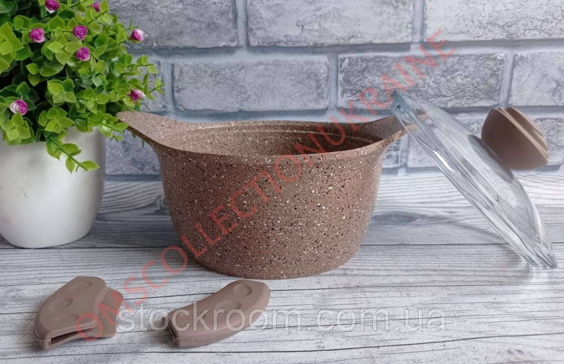 Алюмінієва каструля з антипригарним покриттям (24х13см / 4.5л) OMS Collection 3120 коричнева