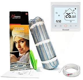 Тепла підлога кабельна (12,0 м2) Двожильна мат Nexans Millimat/150 з терморегулятором Ecoset PWT 002 Wi-Fi