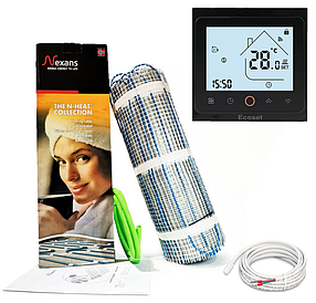 Тепла підлога кабельна (8,0 м2) Двожильна мат Nexans Millimat/150 з терморегулятором Ecoset PWT 002 Wi-Fi