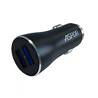 Автомобильное зарядное устройство Aspor A918 metal блочок (2USB/3.4A) LED- черный