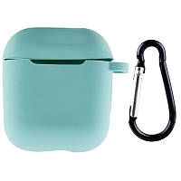 Чохол для Airpods 1/2 Full Case з карабіном- блакитний
