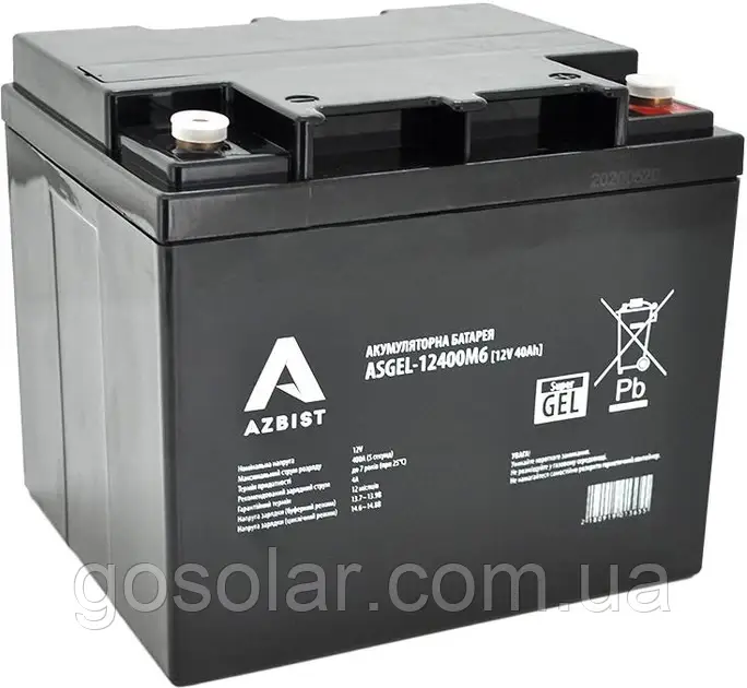 Акумулятор AZBIST Super GEL ASGEL-12400M6, Black Case, 12V 40 Ah