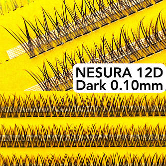 Вії Nesura Dark 12D 0.10 V Хвостики