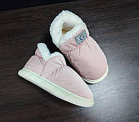 Ugg дутики PINK высокие РОЗОВЫЕ с белой опушкой на белой подошве женские без застежки непромокаемые зимние 36-37р - (23-23,5см)