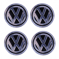 Наклейки-емблема на колісний ковпак або диск Volkswagen 90ММ чорна 4 шт.