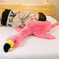 Большая Мягкая плюшевая игрушка Фламинго 50 см, 2 в 1 подушка-игрушка, антистресс, Розовый Фламинго Розовый, 90
