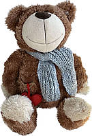 Мягкая игрушка "Мишка мокко с сердечком и шарфом" 33 см
