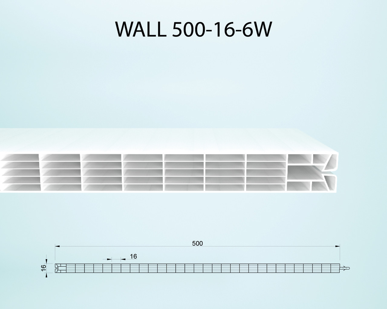 Фасадна модульна система WALL 500/16мм 6W прозрачная