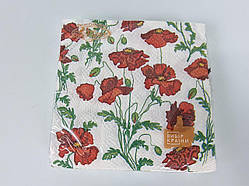 Серветка (ЗхЗЗ, 16 шт.) La Fleur Полотно з маків (107) (1 пачка)