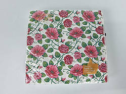Серветка (ЗхЗЗ, 16 шт.) La Fleur Полотно з троянд (908) (1 пачка)