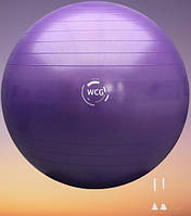 Мяч для фитнеса фитбол 65 см WCG Anti-Burst, Мяч для тренажерного зала 300кг (Фиолетовый) Planetsport