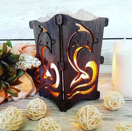 Соляна лампа "Корзина дельфін", 1 кг 000042968