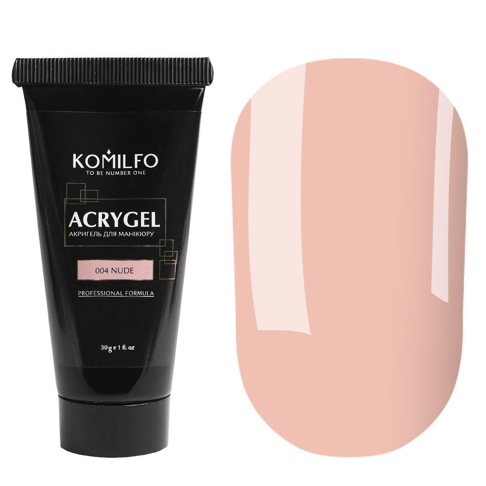 Акригель для моделювання нігтів Komilfo AcryGel 004 Nude, 30 мл, фото 1