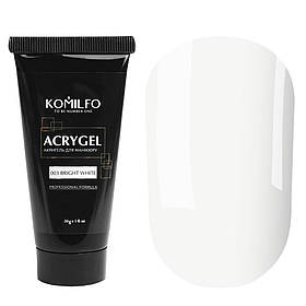 Акригель для моделювання нігтів Komilfo AcryGel 003 Bright White, 30 мл