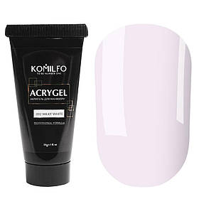 Акригель для моделювання нігтів Komilfo AcryGel 002 Milky White, 30 мл