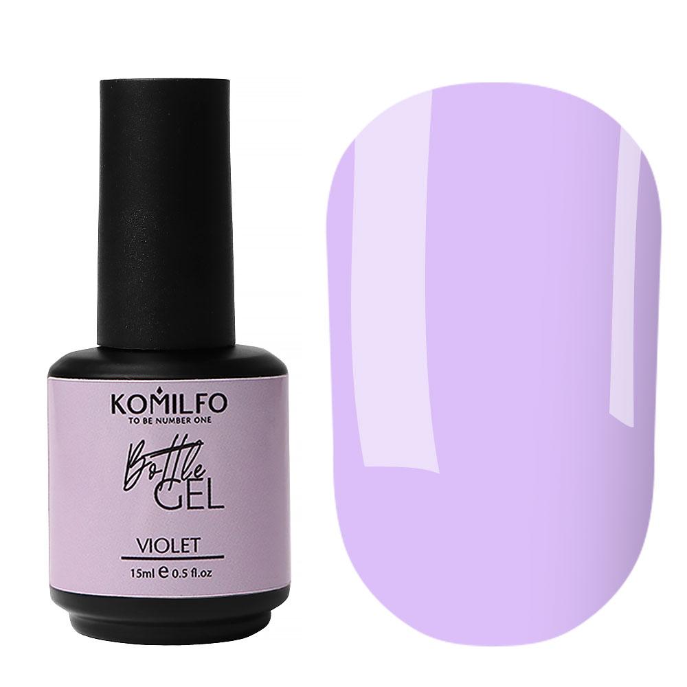 Рідкий гель для нігтів з пензликом Komilfo Bottle Gel Violet, 15 мл, фото 1