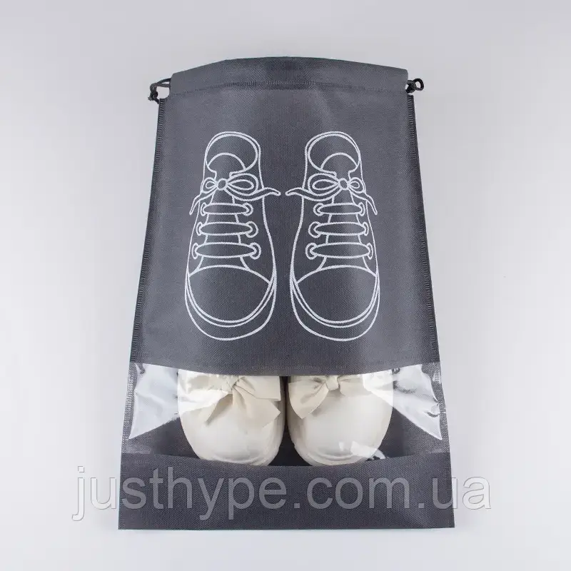 Мешочек для обуви, чехол, пакет, сумка для хранения кроссовок черного цвета, размер 27*35 Код 00-0002 - фото 7 - id-p1944004781