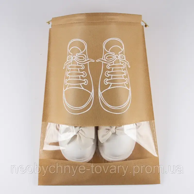 Мешочек для обуви, чехол, пакет, сумка для хранения кроссовок черного цвета, размер 27*35 Код 00-0000 - фото 8 - id-p1944005046