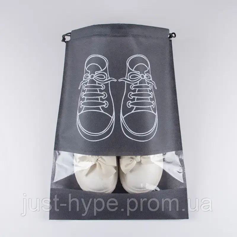 Мешочек для обуви, чехол, пакет, сумка для хранения кроссовок черного цвета, размер 27*35 Код 00-0000 - фото 7 - id-p1944005238