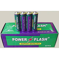 Солевые батарейки Power flash R06 АА "пальчиковая" 1.5 v (упаковка 40 шт)